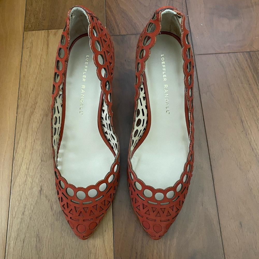 Loeffler Randall high heels (red, laser cut)